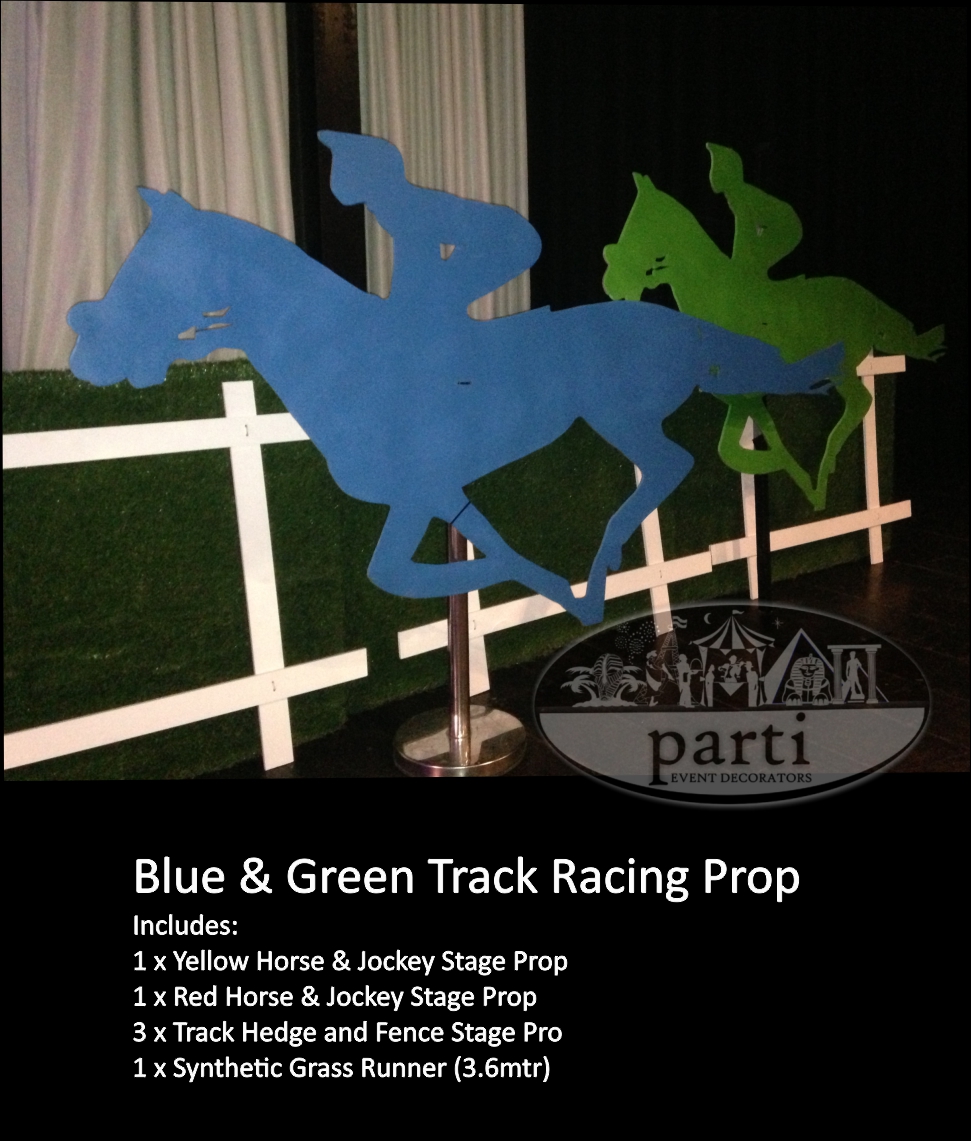 Blue & Green Track Racing Prop by Parti Theme Events