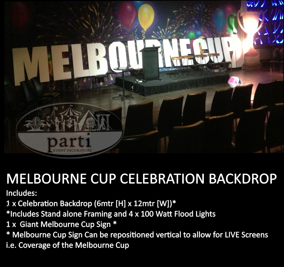 Melbourne Cup Backdrop by Parti Theme Events